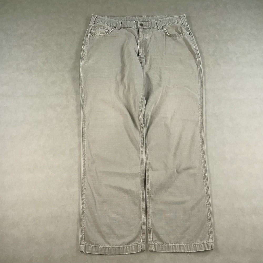 Carhartt Pants Mens 38x32 Beige Relaxed Fit Carpenter Ripstop Baggy (Fits 37x31)